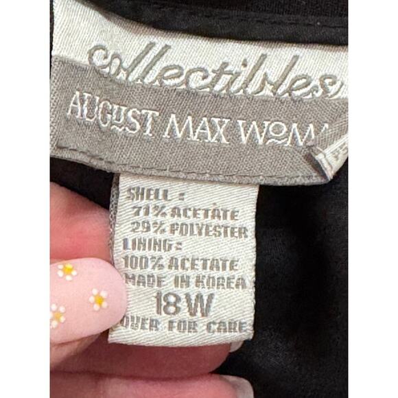 August Max Women Ppus Size Black Pencil Skirt Lined Button Zip Closure Sz 18w - Picture 9 of 12